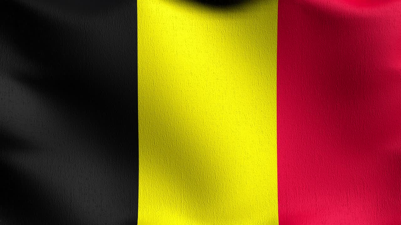 бесперебойная петля 4k vdo. бельгийский национальный флаг, дующий в ветре, изолированный. официальный патриотический абстрактный дизайн. 3d-илюстрация волнующегося символа знака.