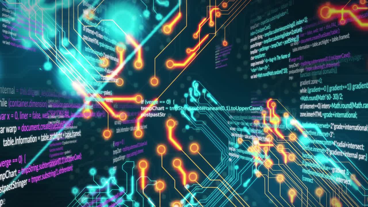 검은색 배경 위의 데이터 처리 애니메이션