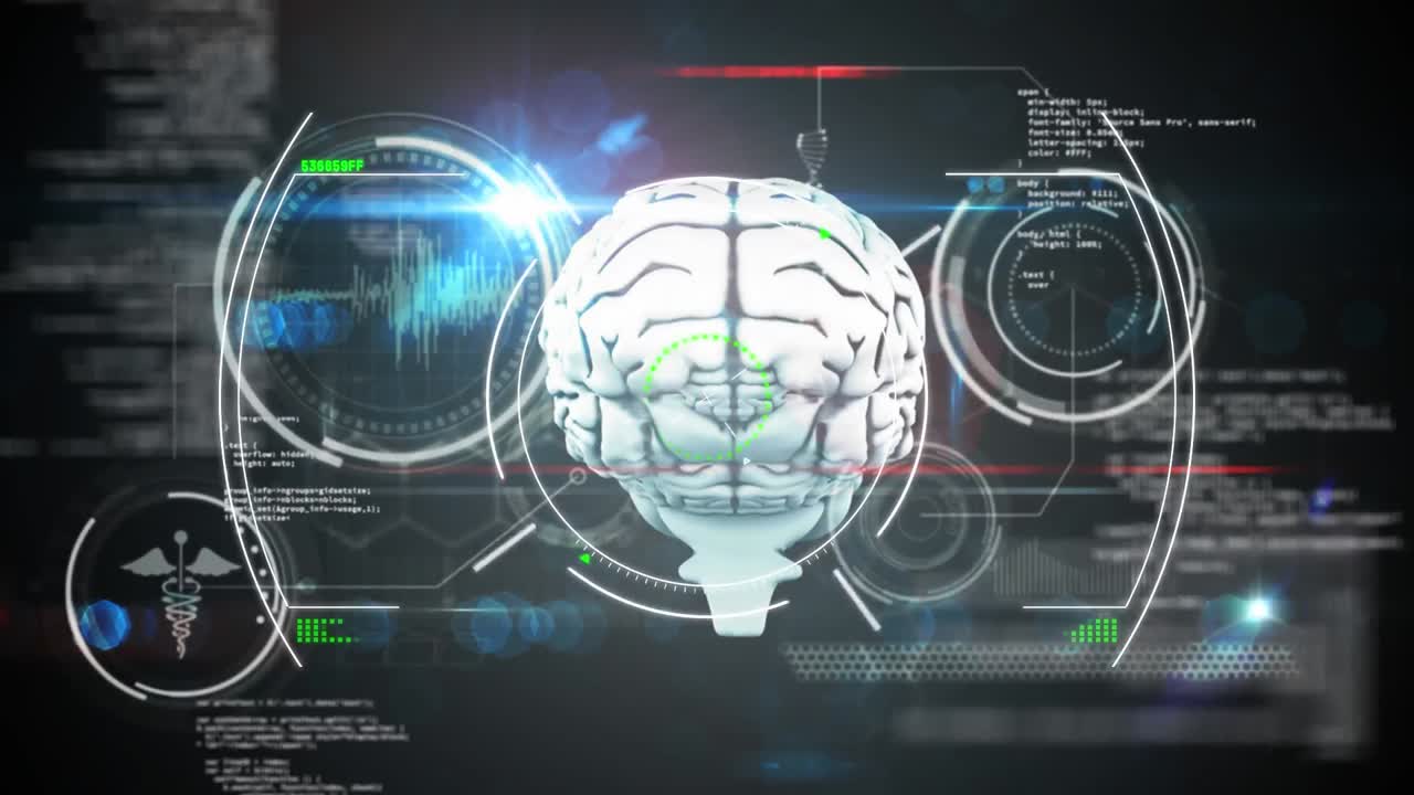 Animation of brain with technology and data processing