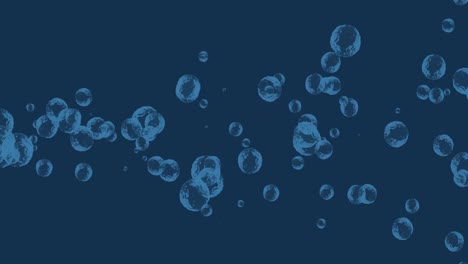 animación de múltiples burbujas azules translúcidas flotando sobre un fondo azul