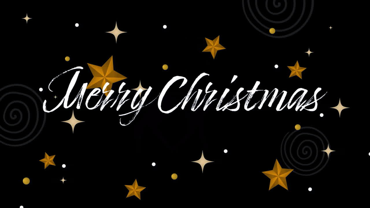 Animation of merry christmas text over stars on black background