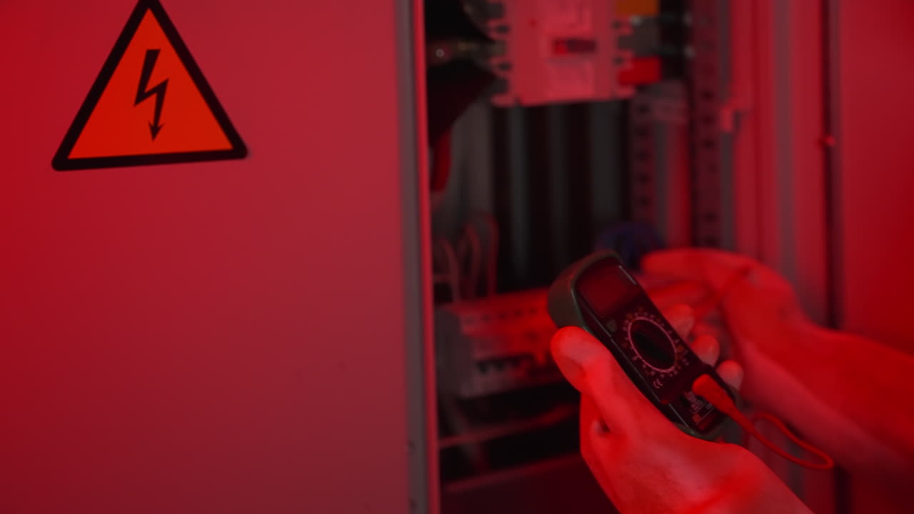 electricista probando el panel eléctrico