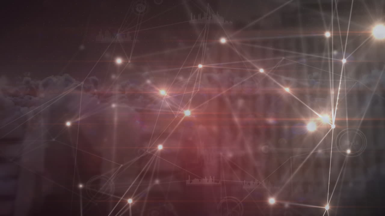 animación de la red de conexiones sobre un fondo oscuro