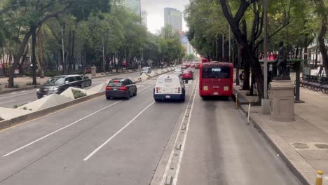 slow motion of metrobus in mexico city at reforma avenue