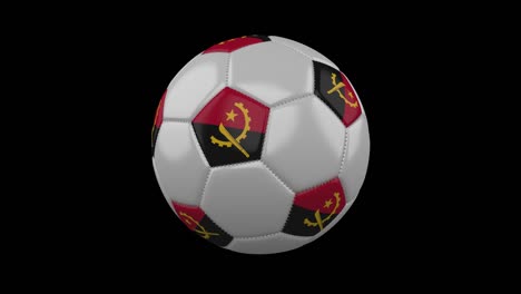 pelota de fútbol con bandera de angola bucle 4k con alfa