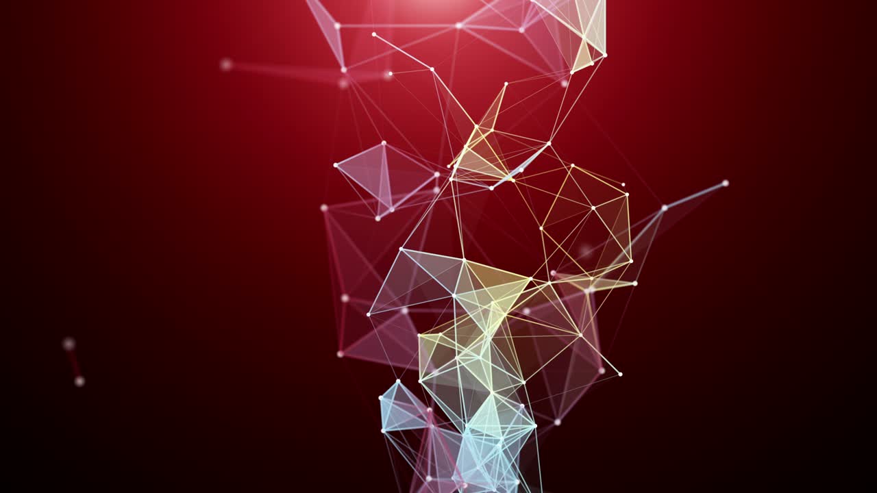 Futuristic plexus animation with glowing triangles + light in slow motion, 4096x2304 loop 4K