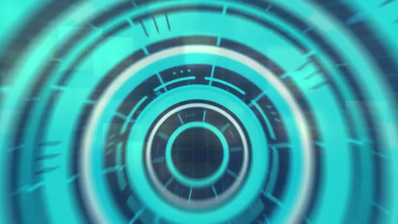 animación del escaneo del alcance y el procesamiento de datos sobre cuadrados sobre fondo negro