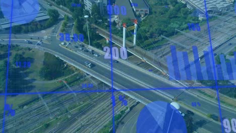 animation of financial data processing over empty warehouse