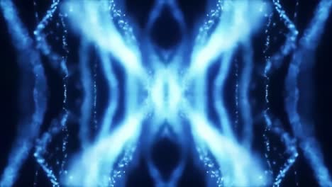 dynamic blue light particles flow seamlessly, forming intricate patterns against a dark backdrop.