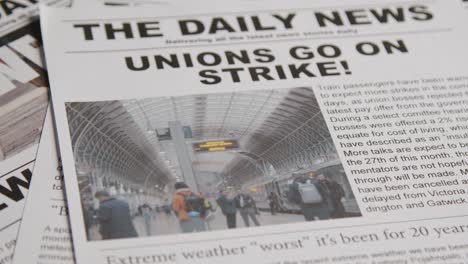 newspaper headline discussing strike negotiations in trade union dispute 3