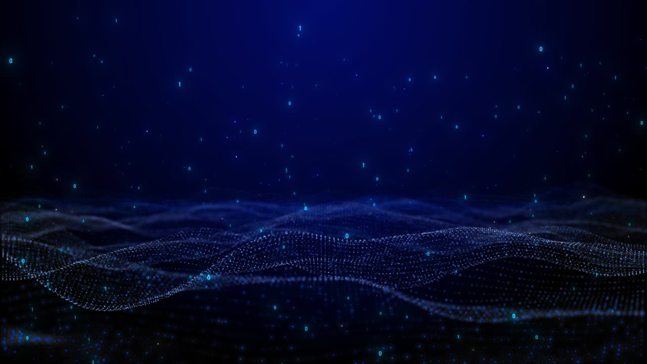 Digitale, cyber-onda, tecnologia a matrice, cyberspazio, flusso di dati, griglia luminosa blu, aziendale, corporate