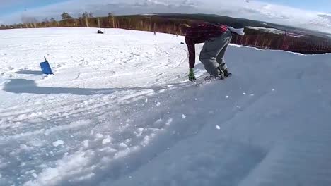 snowboarder on a snowy slope