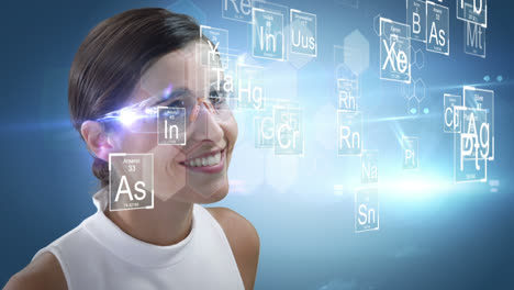 Smiling-woman-is-using-futuristic-glasses