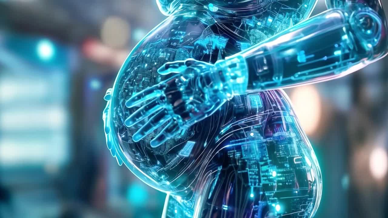Futuristic Pregnant Robot