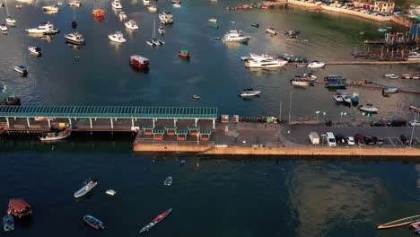 aerial top view of boat station near sai kung