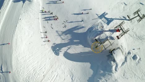 Aerial-view-of-an-Alpine-ski-lift-on-top-of-a-mountain