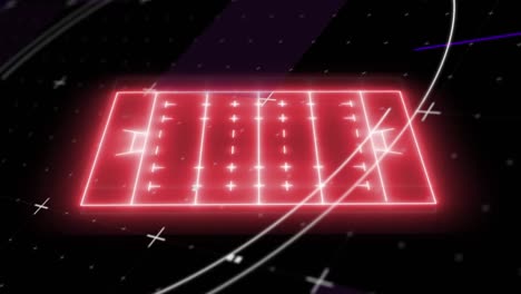 animation of neon red sports field and markers