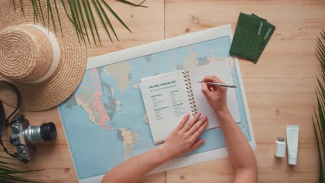 writing travel checklist before trip