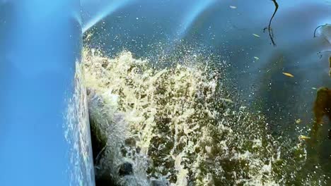 dynamic 4k shot from a car showing water splashing intensely on the road surface. ideal for use in driving, nature, or cinematic motion scenes.