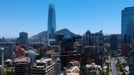 Timelapse-of-aerial-footage-in-luxury-district,-Santiago,-Chile