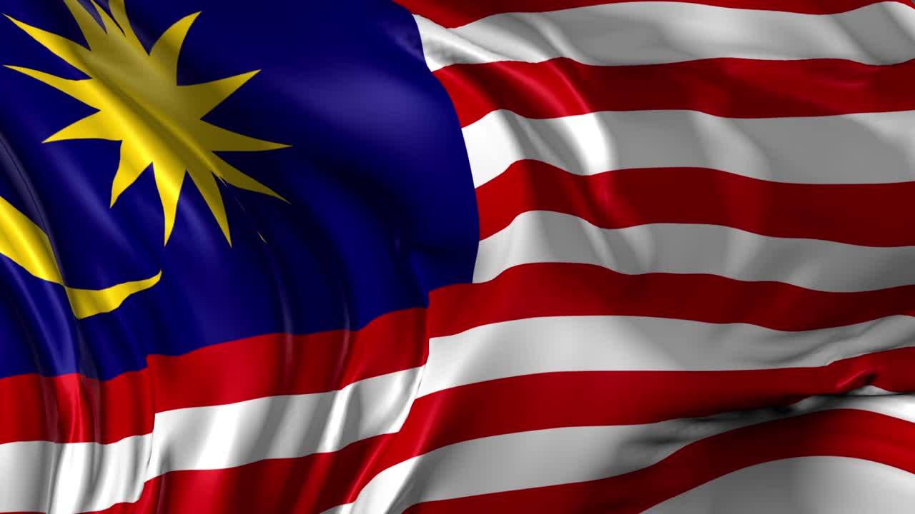 Bella animazione 3D della bandiera della Malesia in modalità loop