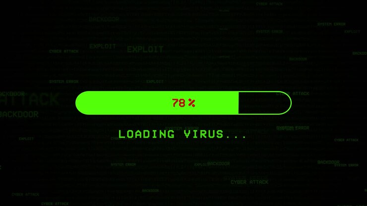 Virus rilevato, animazione digitale, scansione mirino, sistema hackerato, spyware rilevato