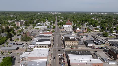 aerial view of a small town's main street