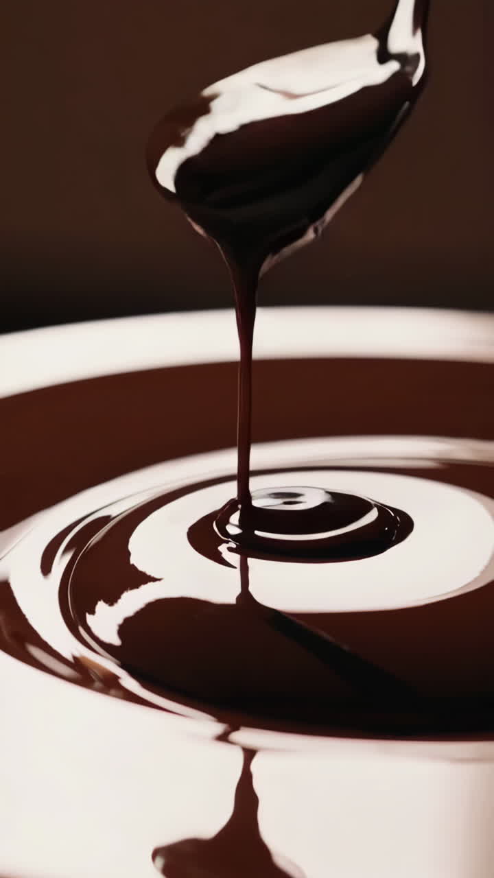 Melted Chocolate Pouring from Spoon