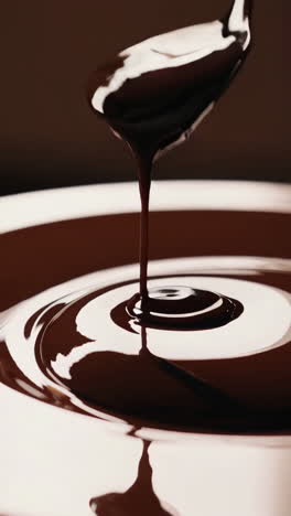 melted chocolate pouring from spoon
