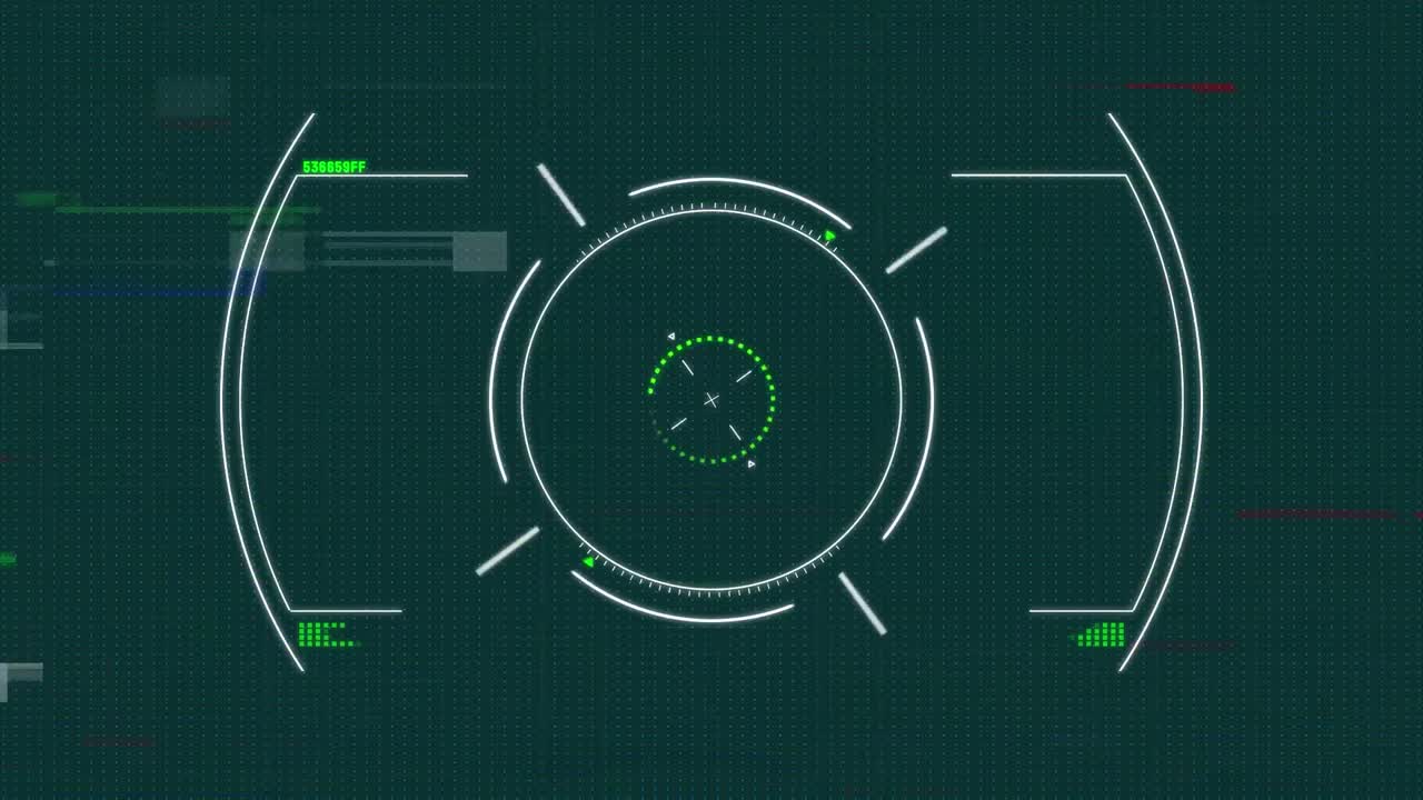 animazione dell'effetto glitch sullo scope di scansione sullo sfondo verde