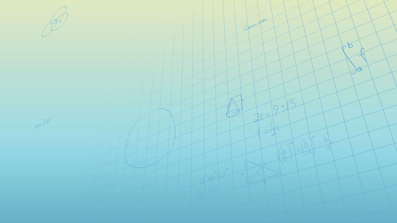 파란색 배경 위에 수학적 데이터 처리의 애니메이션