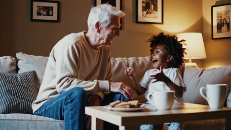grandfather and grandchild playing together