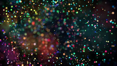 partículas multicolores en el líquido flotan y brillan. fondo de advección 4k 3d con partículas brillantes, profundidad de campo y bokeh aisladas en negro. luma mate para cortar partículas. 11