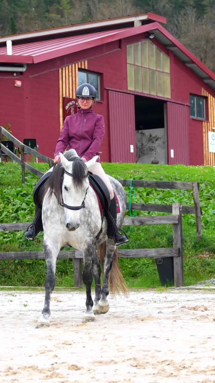 Equestrian Riding on a Gray Horse