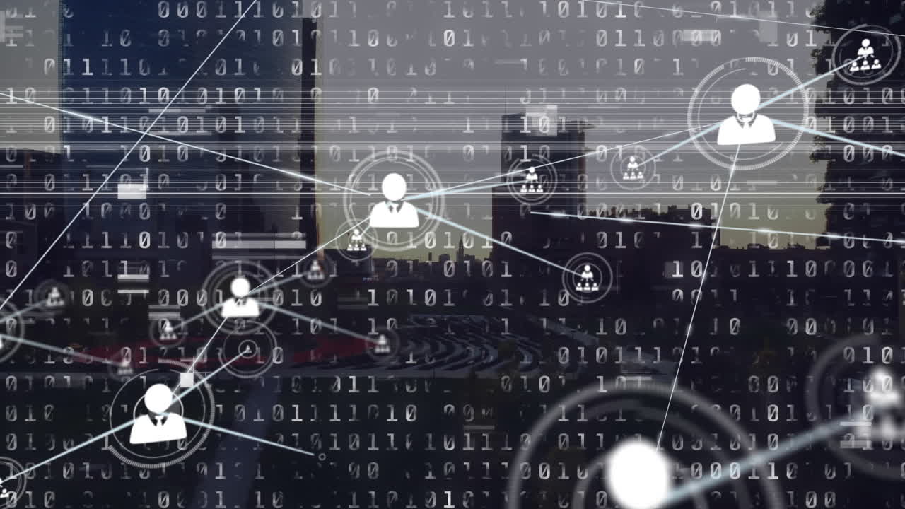 animación de la red de conexiones sobre el procesamiento de datos y el paisaje urbano