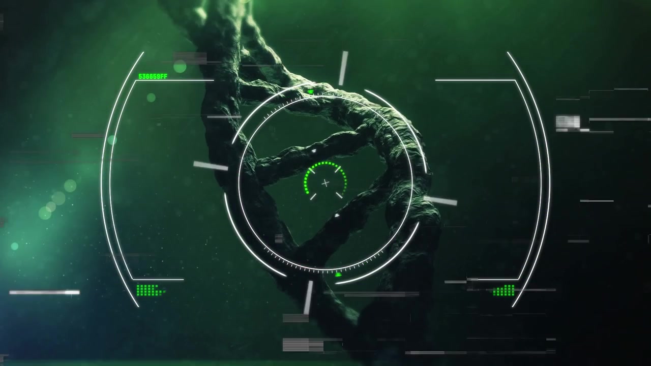 Animation of scope scanning and data processing and dna strand