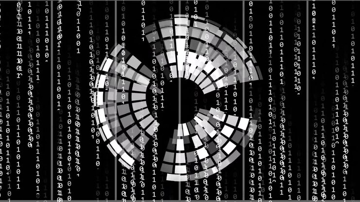 Animasjon av binær koding og databehandling over en globus
