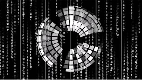 animation of binary coding and data processing over globe