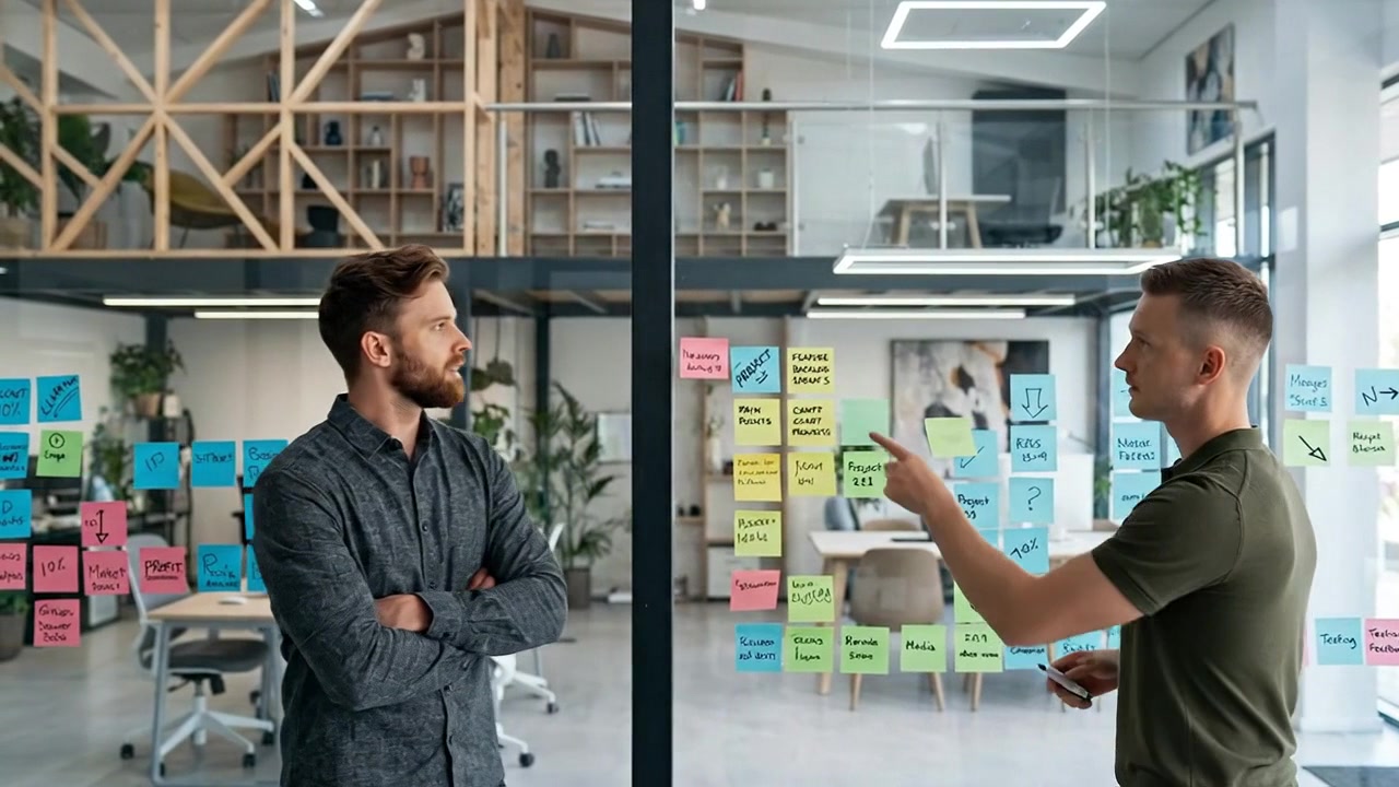 Creative Team Collaborating Around Modern Office Workspace