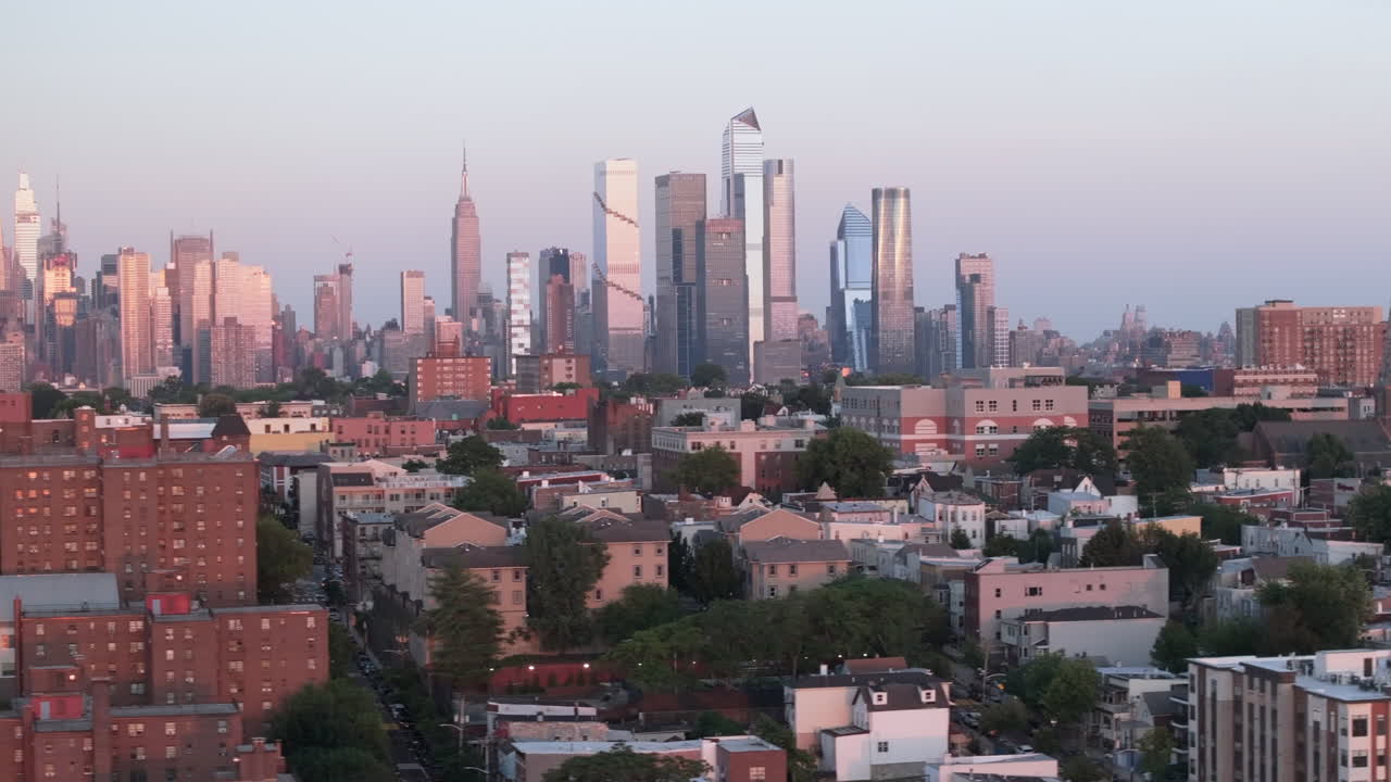 Aerial view of Midtown Manhattan at dusk. Shot in Weehawken, New Jersey.