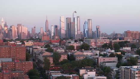 aerial view of midtown manhattan at dusk. shot in weehawken, new jersey.