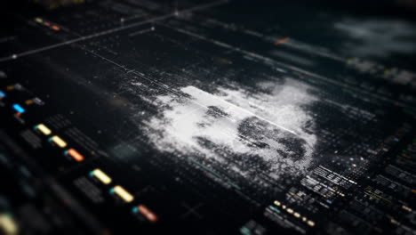 futuristic abstract de-focus data matrix, meta, metaverse, telemetry and encrypt numbers display with particles simulation in cyber space environment for head up display background