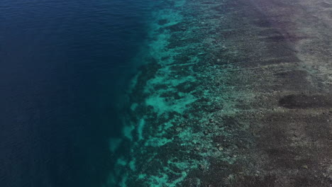 Turquoise-Ocean-With-Beautiful-Corals-Underwater-Near-The-Shore-In-Bali,-Indonesia