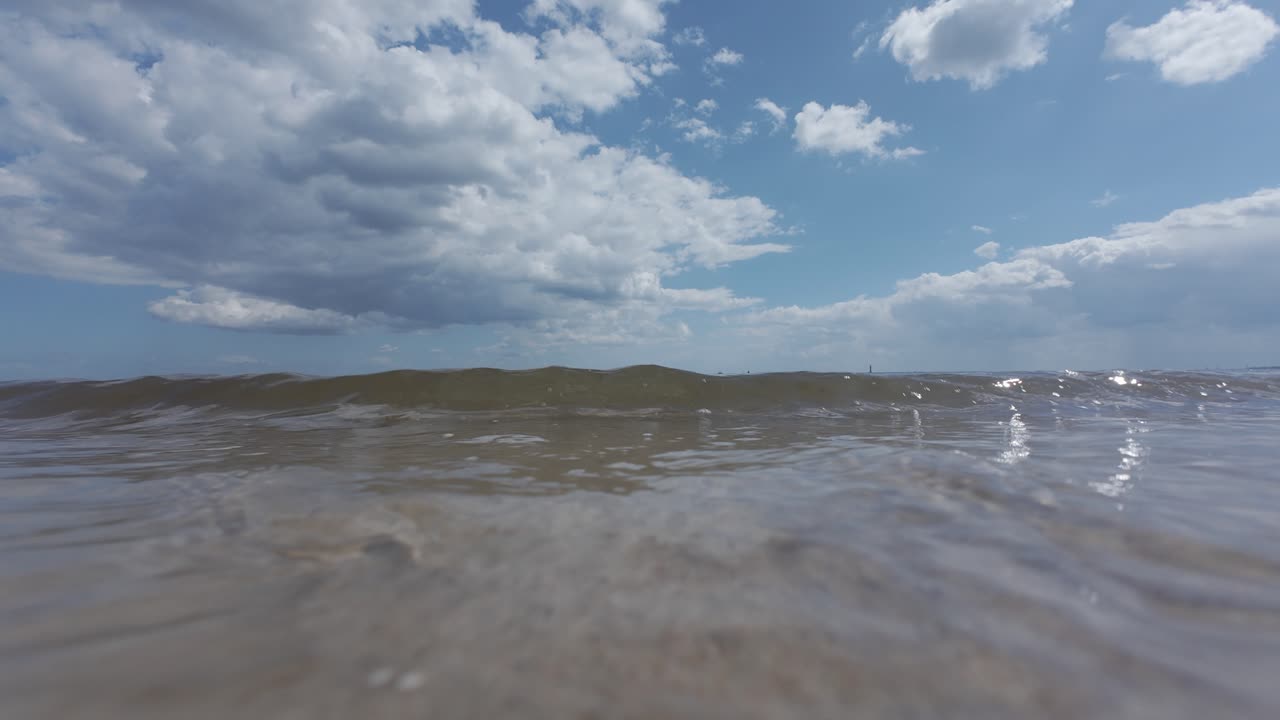 View from water level with a cloudy sky
