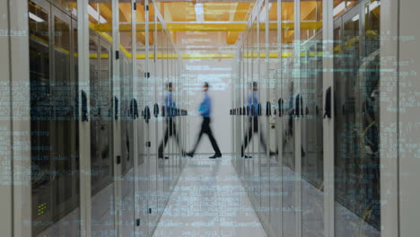 server room and blue data in motion