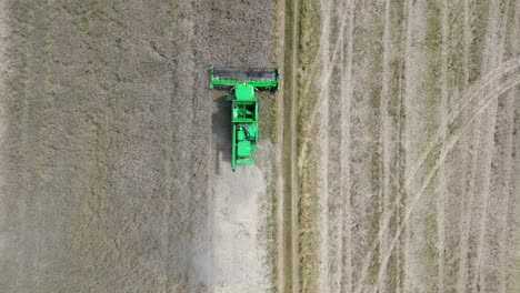 a view of efficient combined harvesting in action when one directly under the drone camera