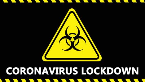 intermittent coronavirus lockdown sign and biohazard logo motion graphics