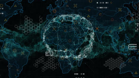 animation of data processing over human brain and dna strand