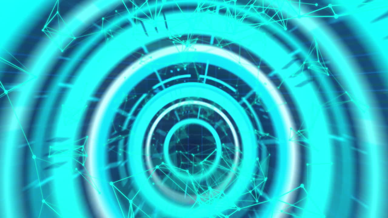 범위 스캐닝, 6g 텍스트, 연결 네트워크 및 데이터 처리의 애니메이션