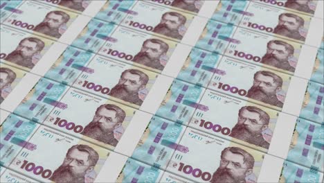 1000 ukrainian hryvnia banknotes printed by a money press